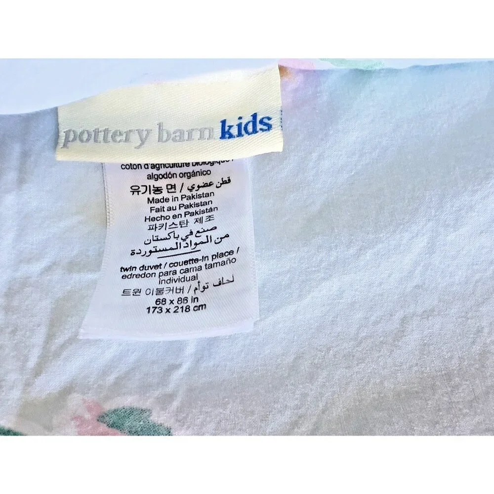 Pottery Barn Kids Pastel Unicorns & Ballerinas Duvet Cover - Pink, Mint, Gold